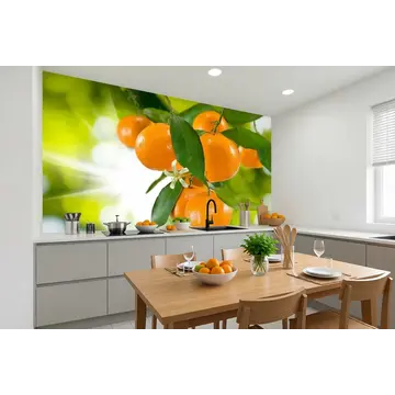 Обои для кухни с мандаринами