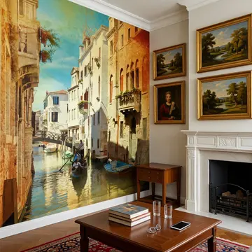 Фреска в интерьере с Венецианским каналом (ретро стиль)
