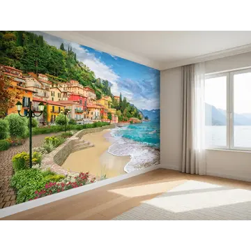 Обои на стену «Берег мечты у озера Комо» в интерьере комнаты