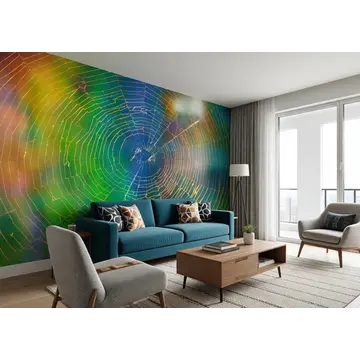 Обои в интерьере комнаты «Волшебная паутинка мечты в спектре красок»