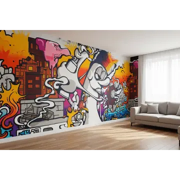 Граффити в интерьере с уличной стеной