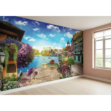 Фреска для стен «Красивая итальянская набережная» в интерьере комнаты