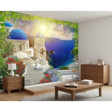 Фреска — Санторини (в интерьере комнаты)