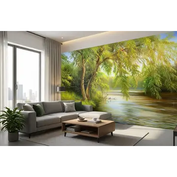 Обои в интерьере "У реки" (живопись)