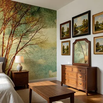 Обои для стен с деревом в винтажном стиле