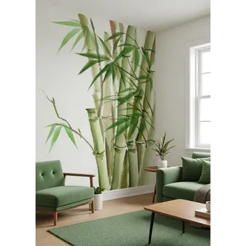 Арт-обои для стен с бамбуком в интерьере
