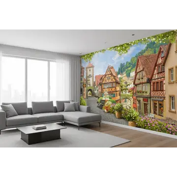 Обои в интерьере «Мощёный цветочный лабиринт к сердцу Европы»