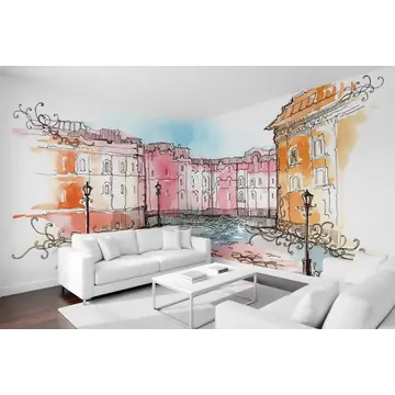 Обои с улицей старого города (рисунок)