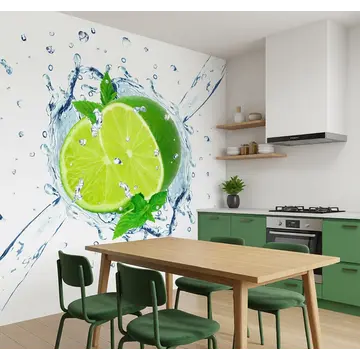 Обои для кухни «Зеленая энергия природы: цитрусы и мята»