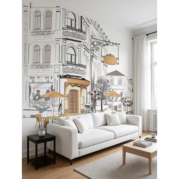 Обои с городом (рисунок карандашом)