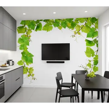 Обои для кухни с листьями винограда