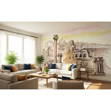 Обои для стен с рисунком «Эпохи Рима (акварельный коллаж античности)»