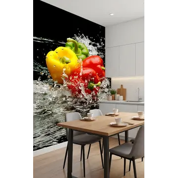 Обои для стен «Кухонный арт: перцы в кадре»