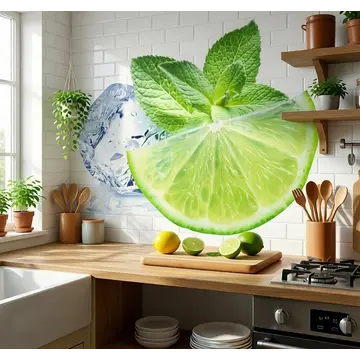 Лимон и мята (обои для кухни)