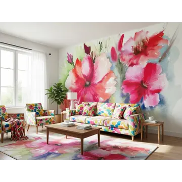 Арт-обои — «Танец пылающих лепестков» (акварельные цветы)