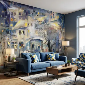 Обои для стен «Импрессия вечернего города» (рисунок)