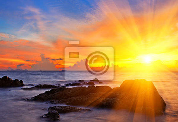 Фотообои с тропическим морским закатом