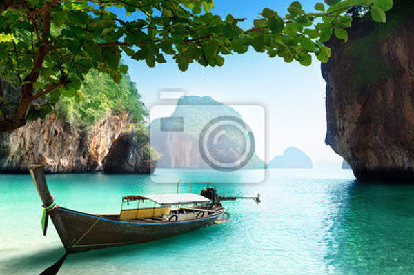 Фотообои - Красивый пейзаж с лодкой в Тайланде