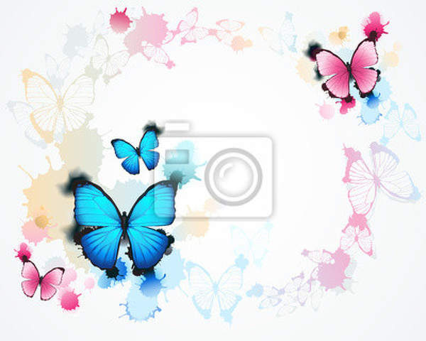 Фотообои с рисованными бабочками