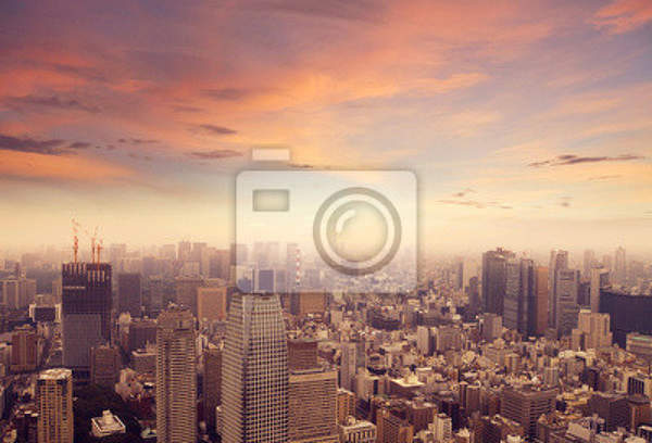 Фотообои с рассветом над городом