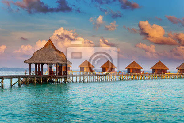 Фотообои с видом на морской пейзаж с бунгало