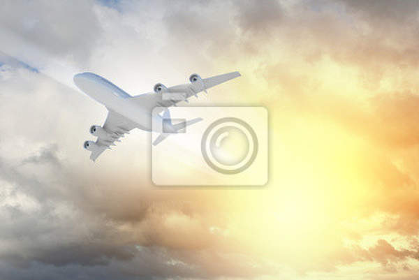 Фотообои с самолетом в облаках