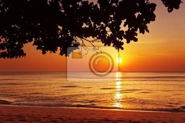 Фотообои на стену с закатом на пляже