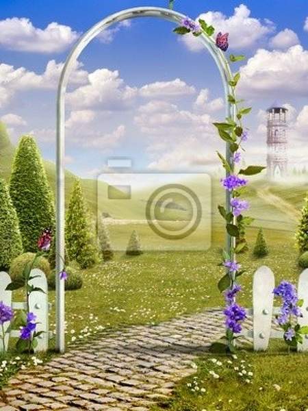 Фотообои - Сказочный пейзаж с аркой