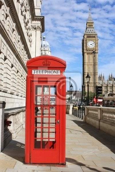 Фотообои с красной телефонной будкой (город Лондон)