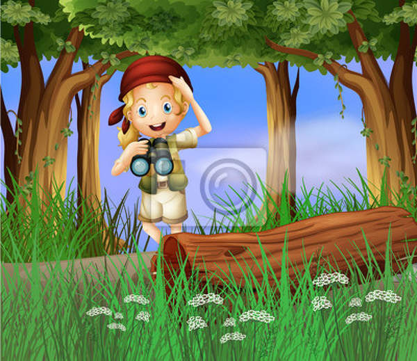 Фотообои - Ребенок играет в лесу