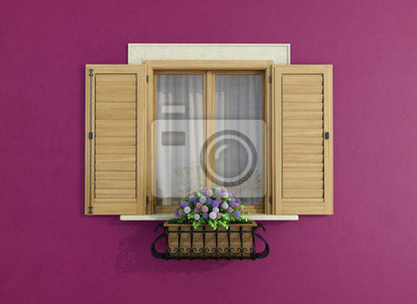 Фотообои "Фиолетовая стена с окном"