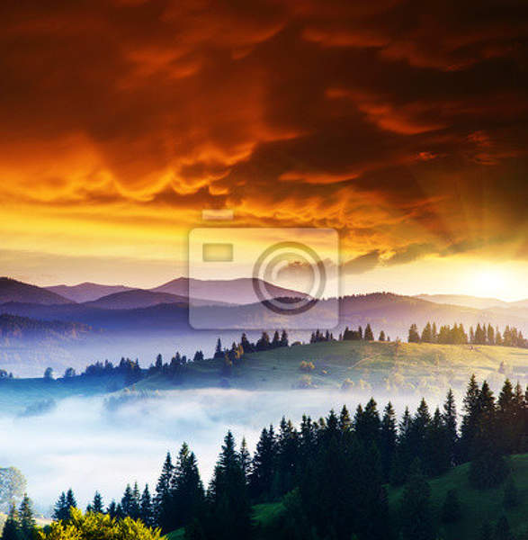 Фотообои на стену с горным пейзажем