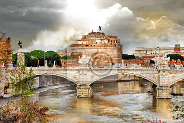 Фотообои — Старый мост и замок в Риме