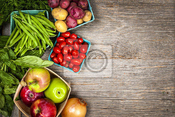 Фотообои - Свежие фрукты и овощи