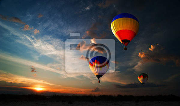 Фотообои - Романтический закат с воздушными шарами