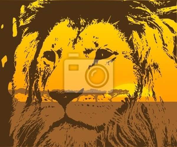 Арт-обои с африканским львом