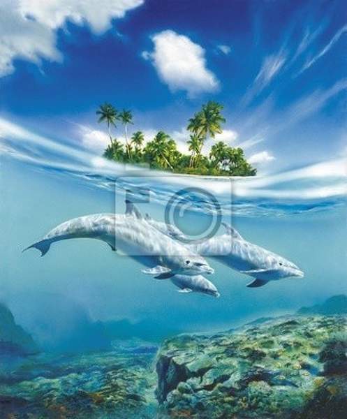 Фотообои - Семья дельфинов в тропиках