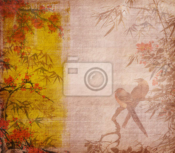 Фотообои - Птицы на деревьях