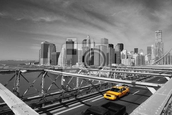 Фотообои — Такси на Бруклинском мосту