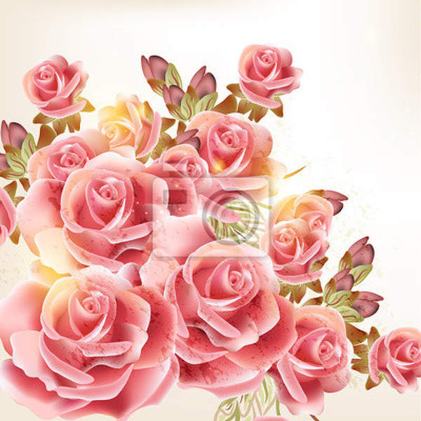 Арт-обои с рисованными розами