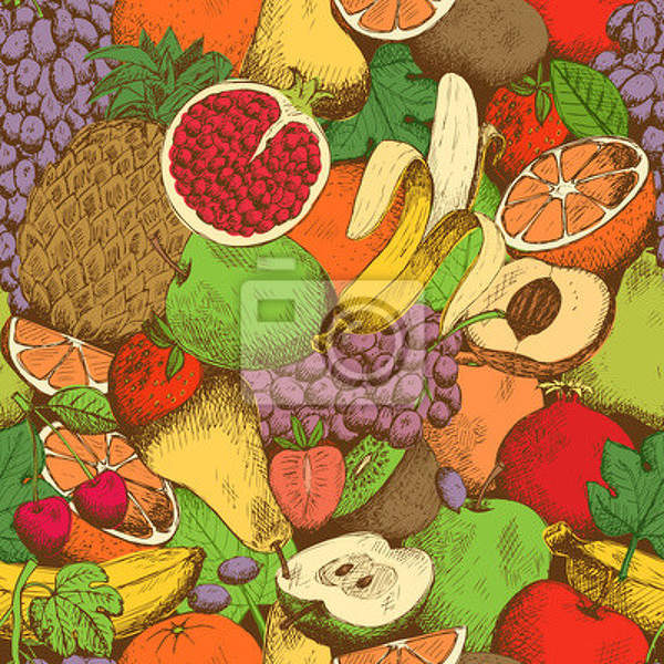 Фотообои - Рисунок с разнообразными фруктами