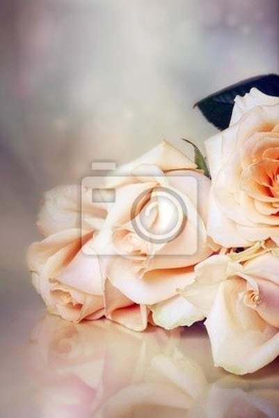 Фотообои - Букет персиковых роз