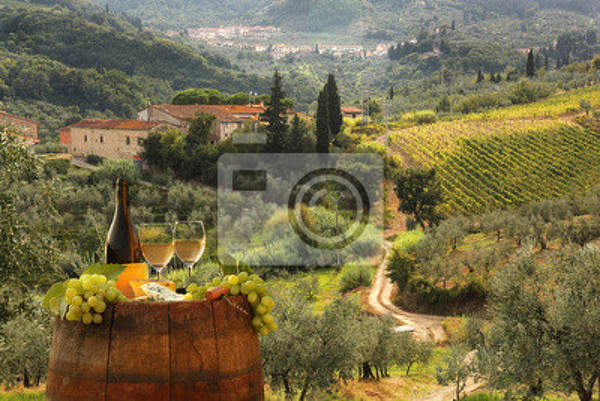 Фотообои - Белое вино и виноградники
