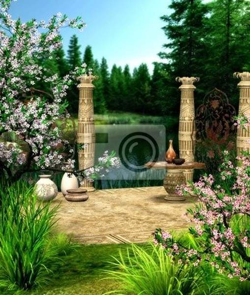 Фотообои - Сад с колоннами