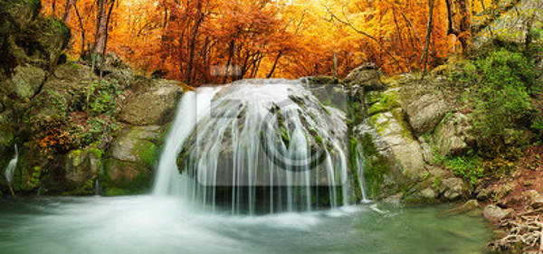 Фотообои - Красивый осенний водопад