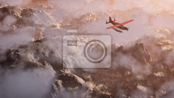 Фотообои - Самолет над горами