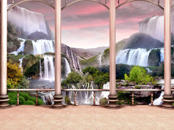 Фотообои с водопадами в интерьере