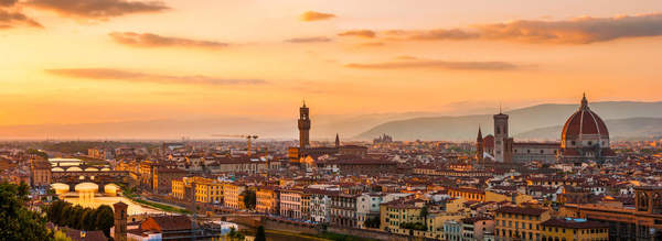 Фотообои "Флоренция на закате" (вид с высоты)