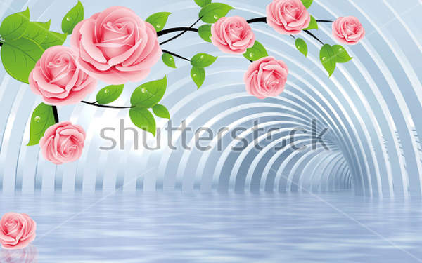 3Д Фотообои с розами - туннель