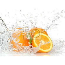 Фотообои с апельсинами в брызгах воды